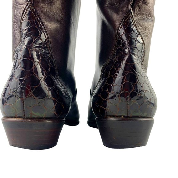 CARAVELLE Chocolate Brown Soft Leather Made in Italy Slip On Tall Boots - Picture 2 of 9